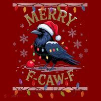 Ugly Christmas Sweater Merry F CAW F Crow Baby Bodysuit thumb 2