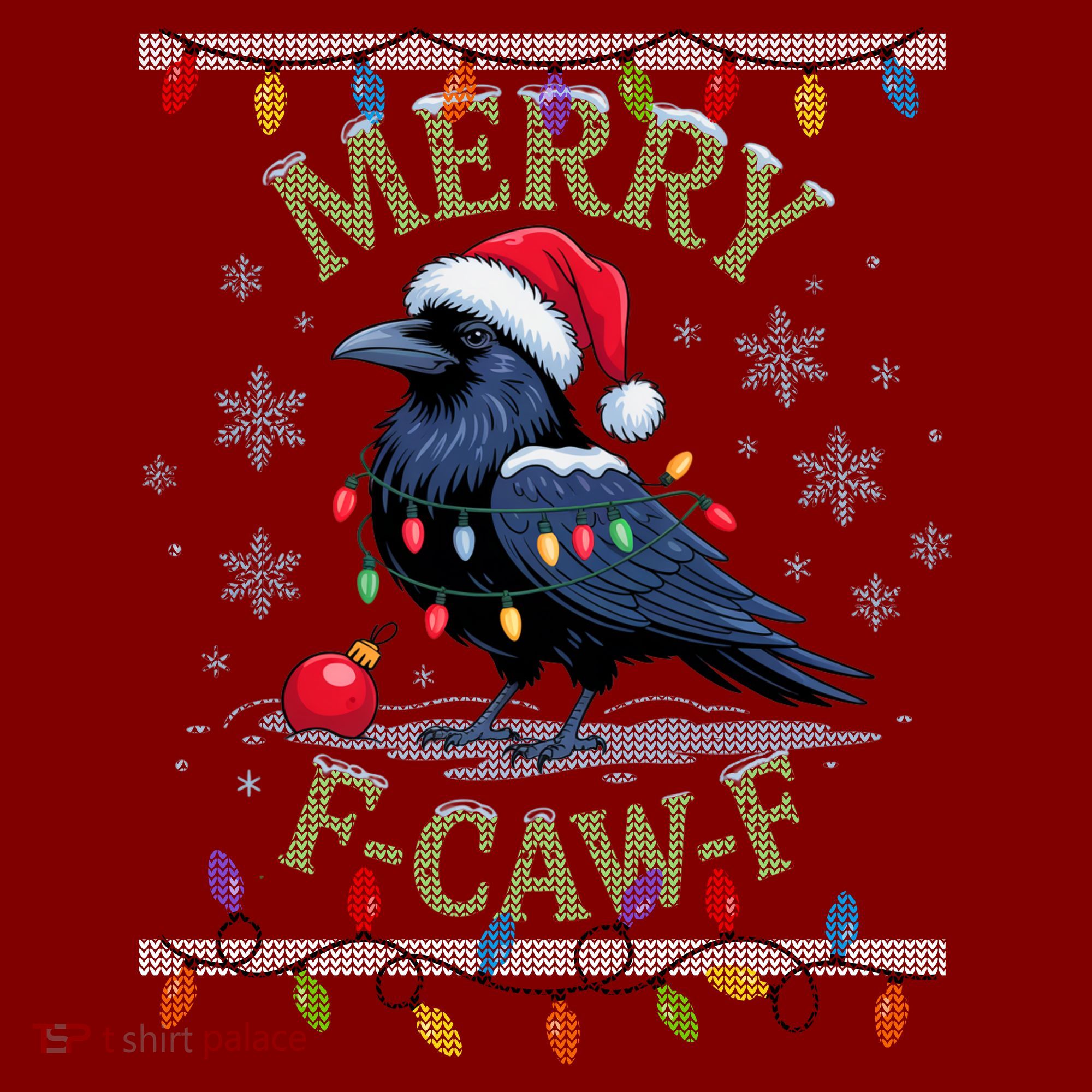 Ugly Christmas Sweater Merry F CAW F Crow Hat