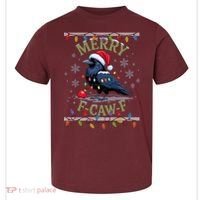 Ugly Christmas Sweater Merry F CAW F Crow Toddler T-Shirt thumb 0
