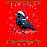 Ugly Christmas Sweater Merry F CAW F Crow Santa Hat thumb 1