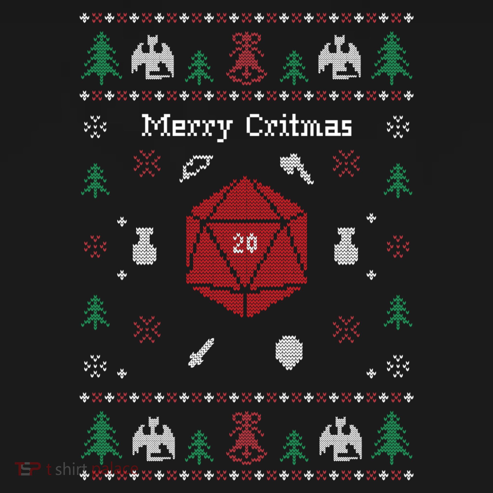 Ugly Christmas Sweater Merry Critmas Dungeons And Rpg Dragons Gift Doggie Tank