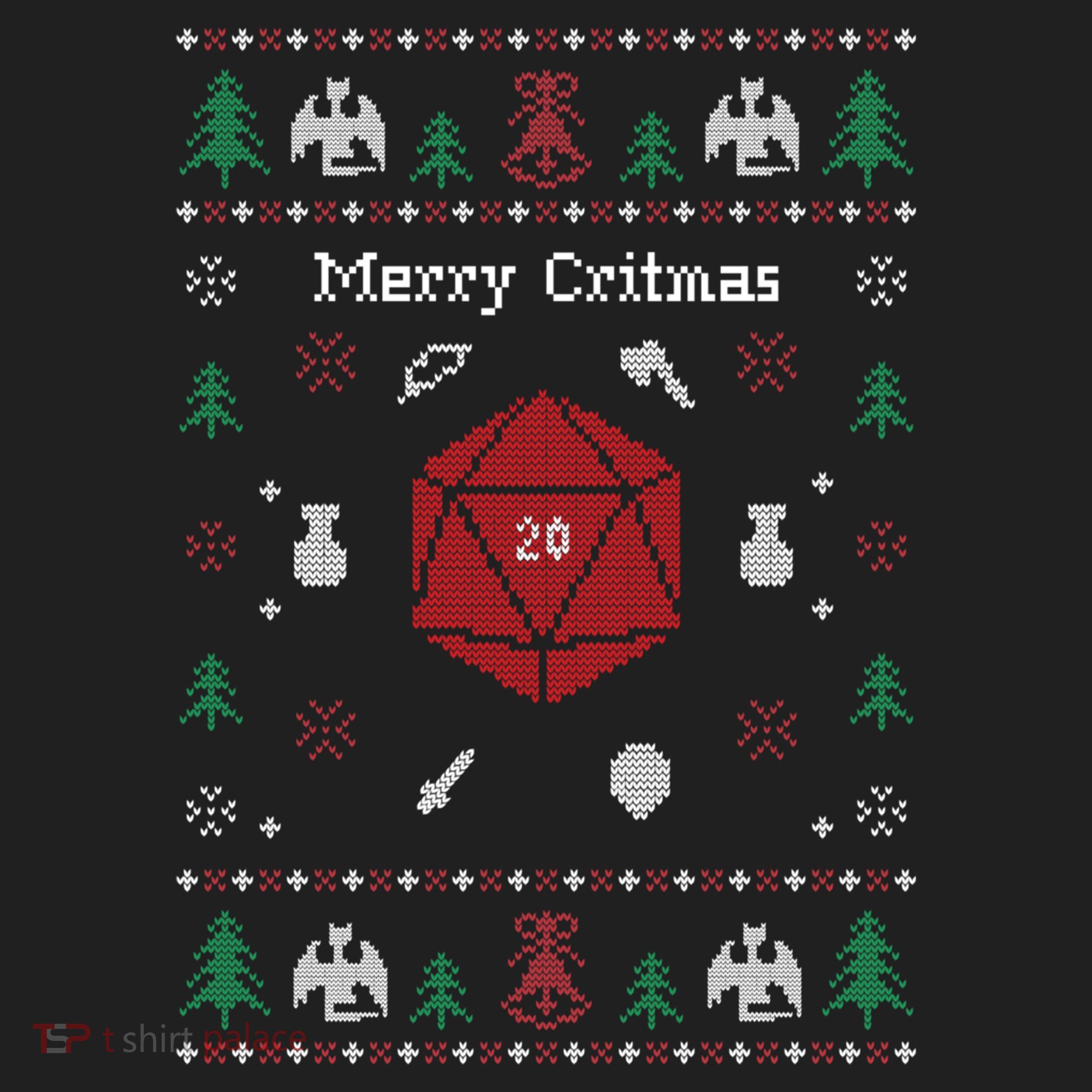 Ugly Christmas Sweater Merry Critmas Dungeons And Rpg Dragons Gift Beanie
