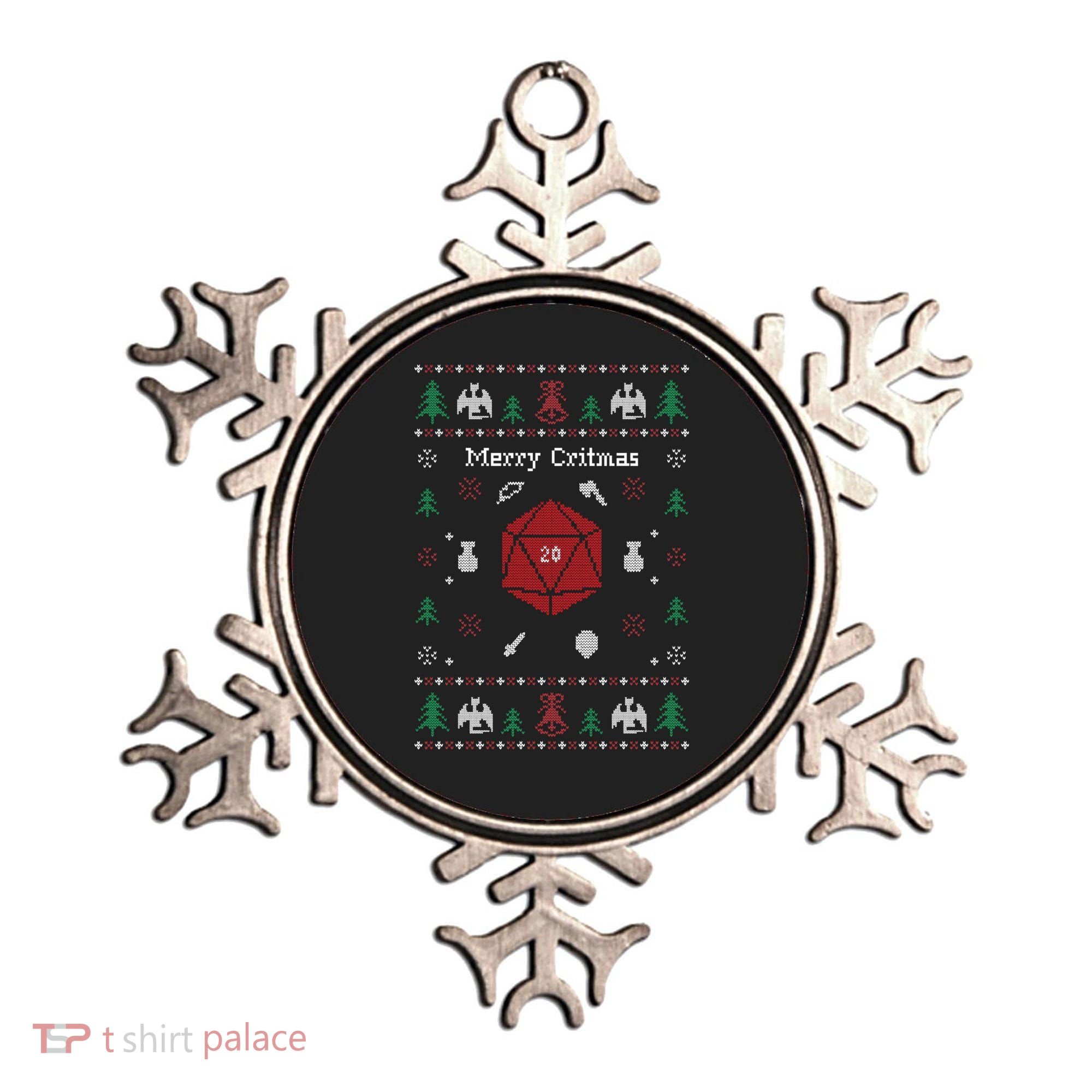 Ugly Christmas Sweater Merry Critmas Dungeons And Rpg Dragons Gift Ornament