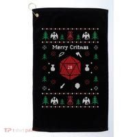 Ugly Christmas Sweater Merry Critmas Dungeons And Rpg Dragons Gift Golf Towel thumb 0