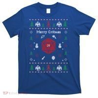 Ugly Christmas Sweater Merry Critmas Dungeons And Rpg Dragons Gift T-Shirt thumb 0