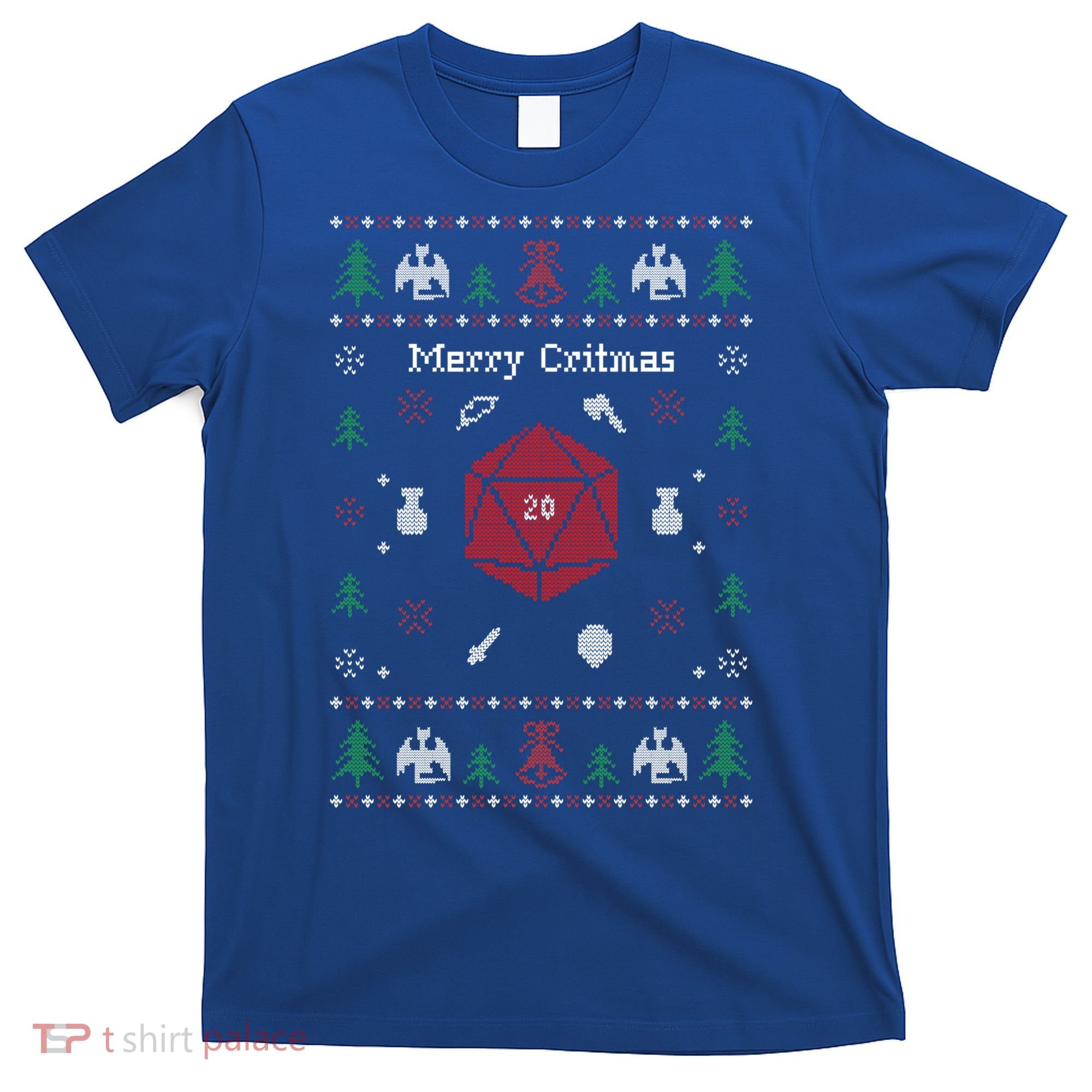 Ugly Christmas Sweater Merry Critmas Dungeons And Rpg Dragons Gift T-Shirt