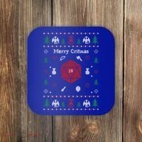 Ugly Christmas Sweater Merry Critmas Dungeons And Rpg Dragons Gift Coaster thumb 0