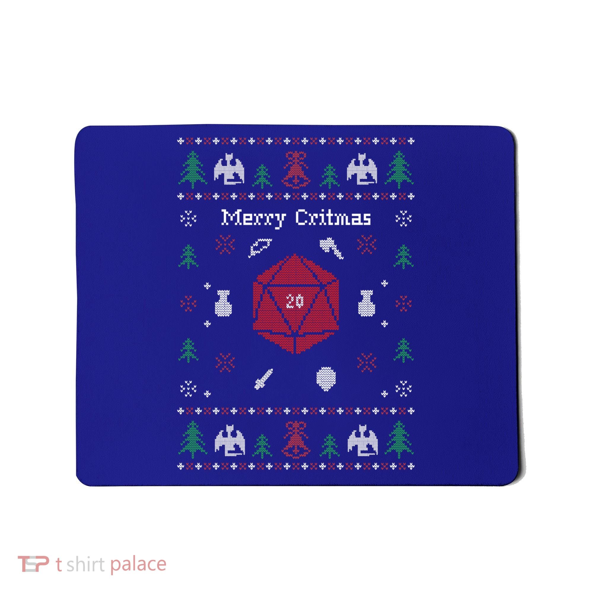 Ugly Christmas Sweater Merry Critmas Dungeons And Rpg Dragons Gift Mousepad