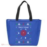 Ugly Christmas Sweater Merry Critmas Dungeons And Rpg Dragons Gift Tote Bag thumb 0