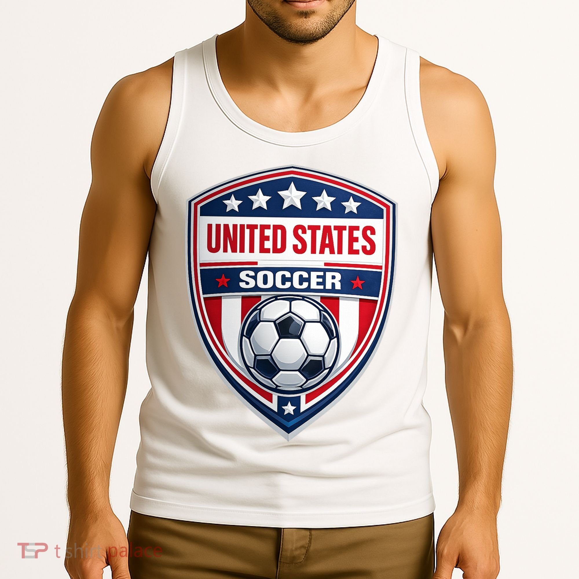 USA Crest Soccer Badge Shield United States Fan Tank Top