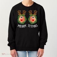 Ugly Christmas Sweater Merry Titmas Reindeer Boobs Naughty Women's Sweatshirt thumb 0