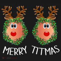 Ugly Christmas Sweater Merry Titmas Reindeer Boobs Naughty Long Sleeve Shirt thumb 2