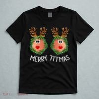 Ugly Christmas Sweater Merry Titmas Reindeer Boobs Naughty T-Shirt thumb 5