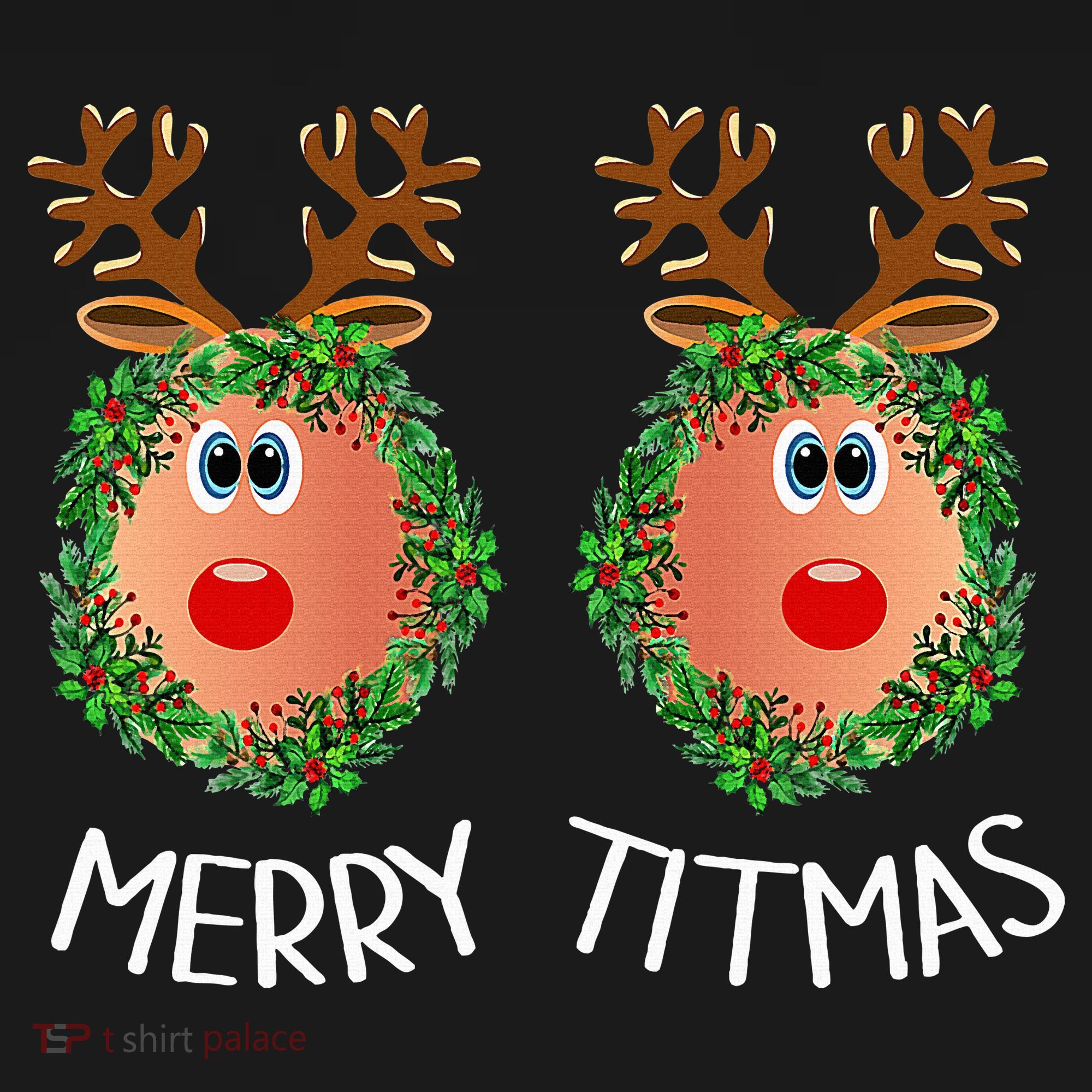 Ugly Christmas Sweater Merry Titmas Reindeer Boobs Naughty Kids Sweatshirt