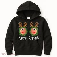 Ugly Christmas Sweater Merry Titmas Reindeer Boobs Naughty Kids Hoodie thumb 0