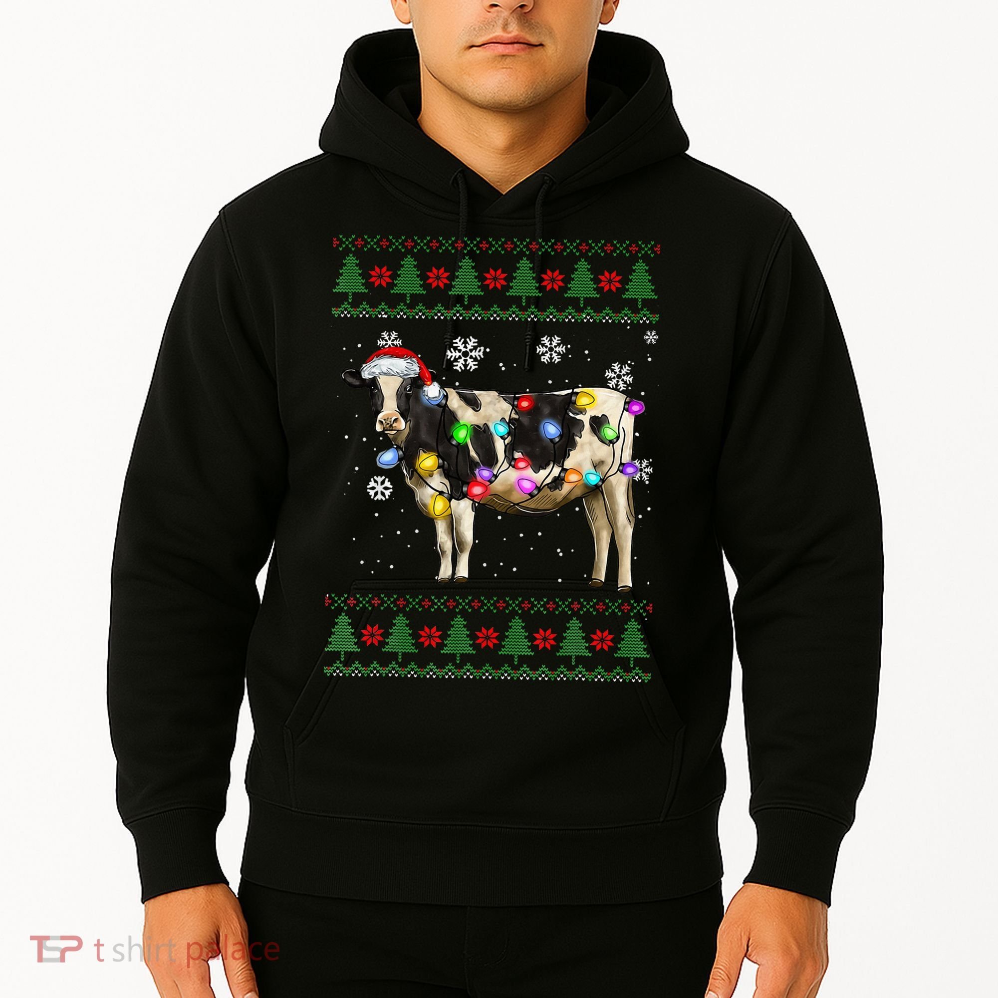 Ugly Christmas Sweater Cow Christmas Lights Sweater Light Up Hoodie