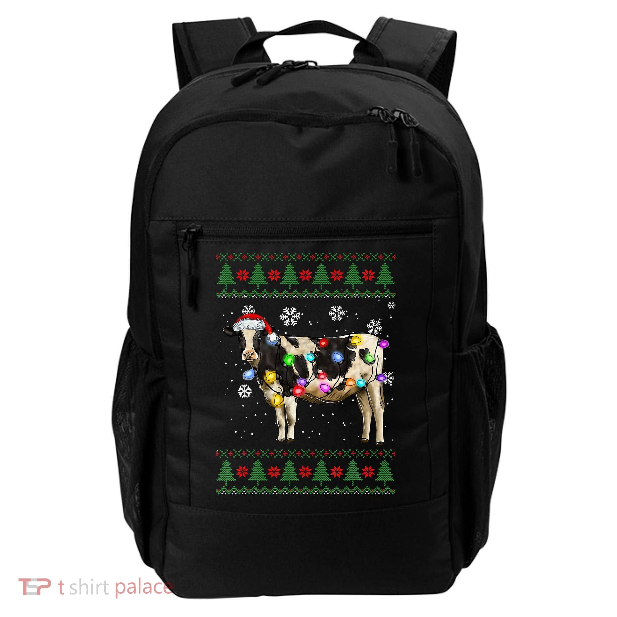 Ugly Christmas Sweater Cow Christmas Lights Sweater Light Up Backpack