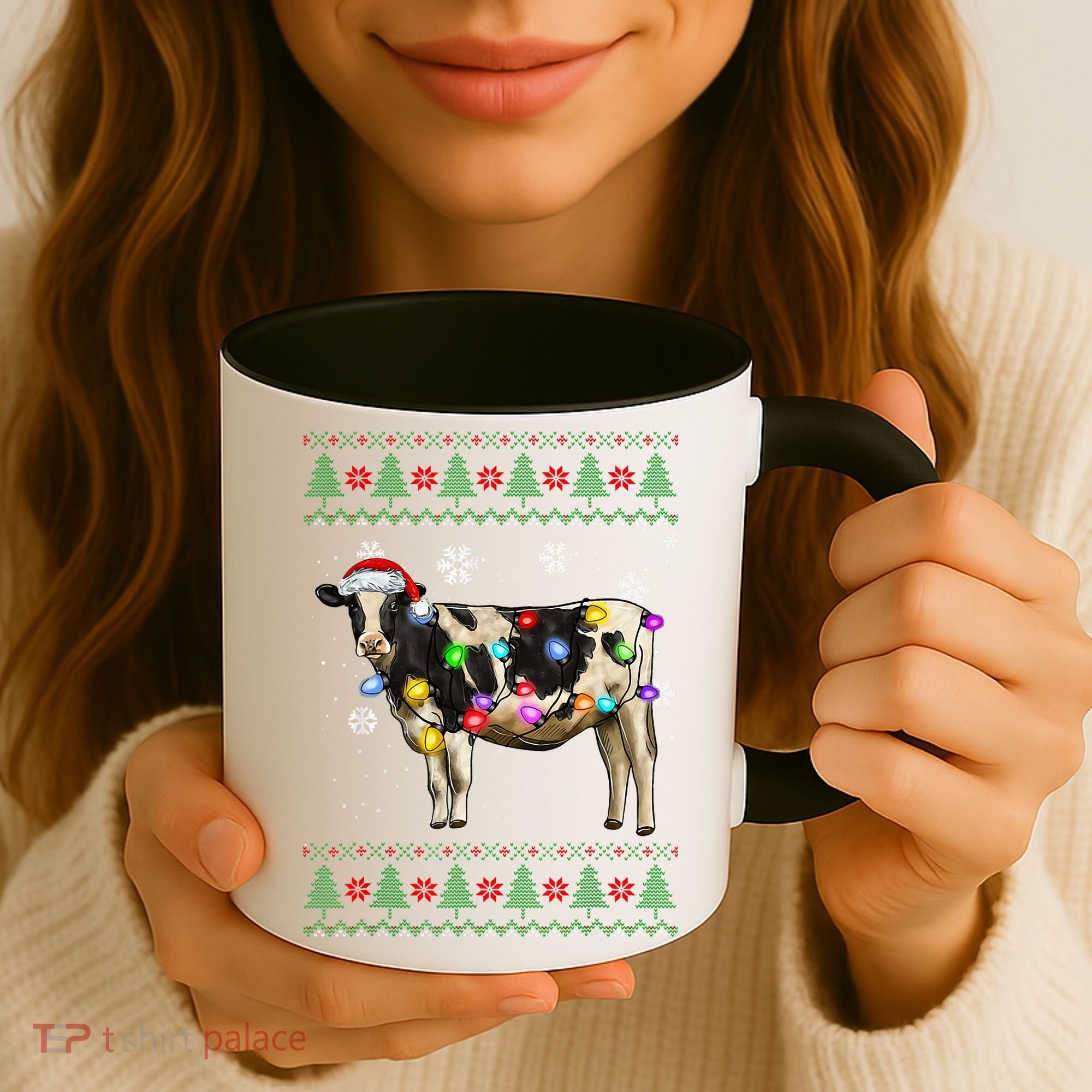 Ugly Christmas Sweater Cow Christmas Lights Sweater Light Up Coffee Mug
