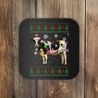 Ugly Christmas Sweater Cow Christmas Lights Sweater Light Up Coaster thumb 0