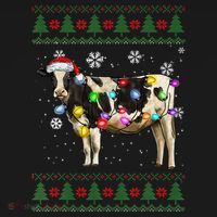 Ugly Christmas Sweater Cow Christmas Lights Sweater Light Up Mousepad thumb 1