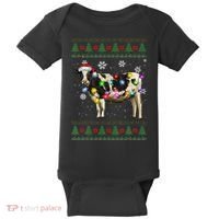 Ugly Christmas Sweater Cow Christmas Lights Sweater Light Up Baby Bodysuit thumb 0