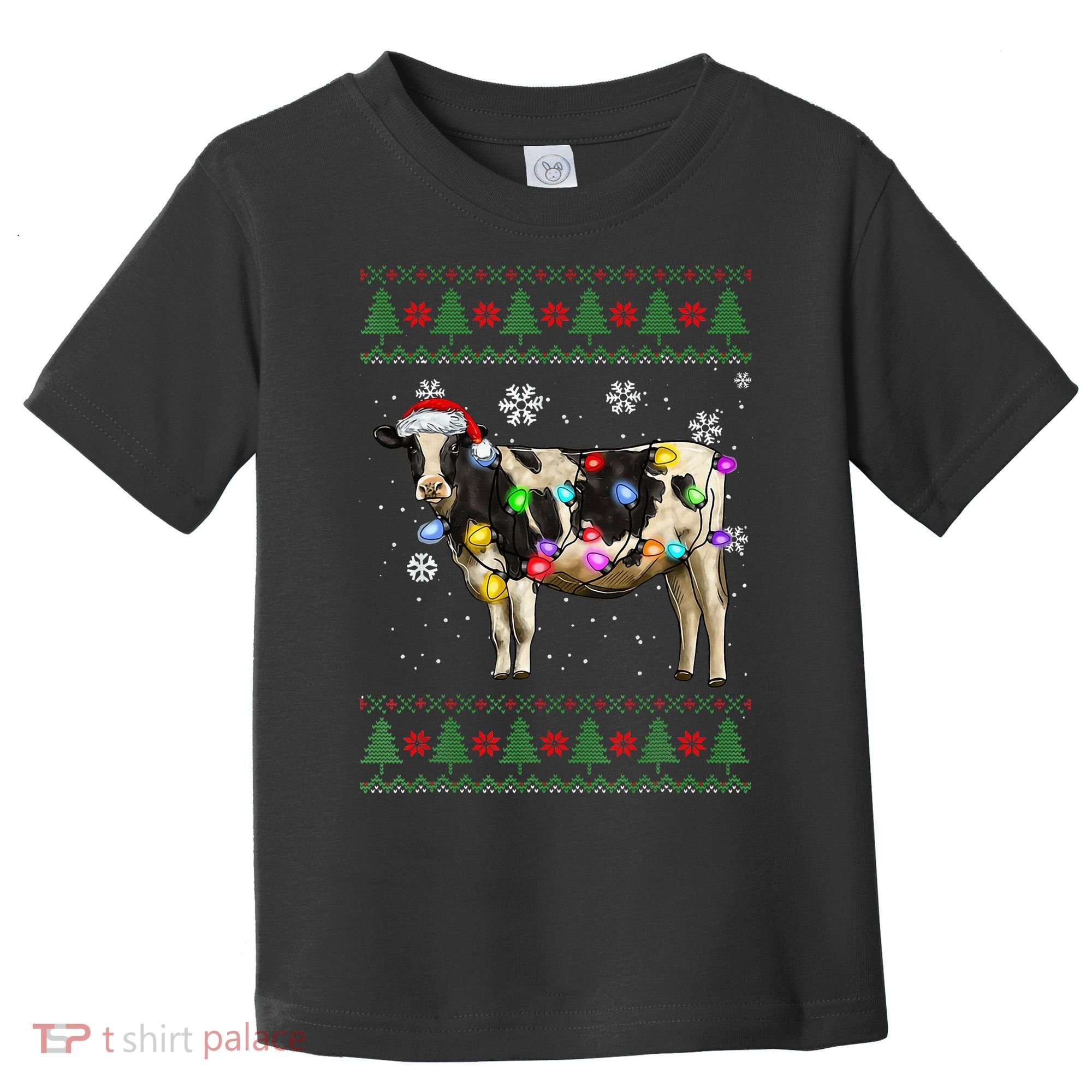 Ugly Christmas Sweater Cow Christmas Lights Sweater Light Up Toddler T-Shirt