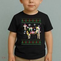 Ugly Christmas Sweater Cow Christmas Lights Sweater Light Up Toddler T-Shirt thumb 2