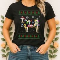 Ugly Christmas Sweater Cow Christmas Lights Sweater Light Up Women's T-Shirt thumb 2
