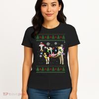Ugly Christmas Sweater Cow Christmas Lights Sweater Light Up Women's T-Shirt thumb 4