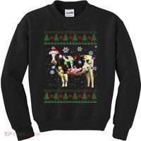 Ugly Christmas Sweater Cow Christmas Lights Sweater Light Up Kids Sweatshirt thumb 0