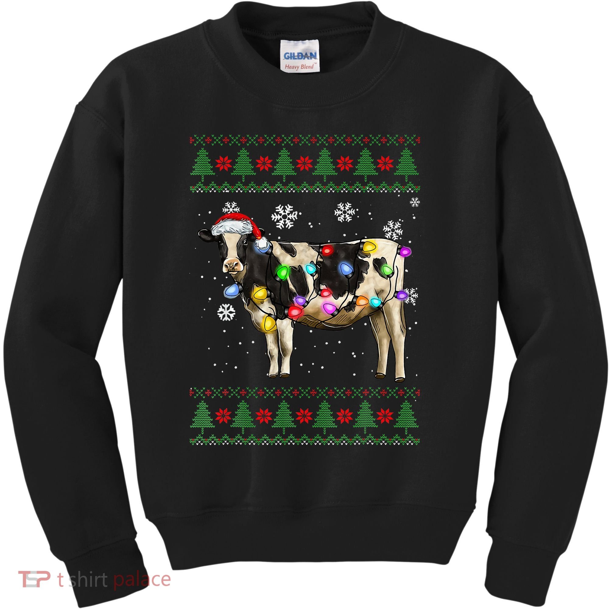 Ugly Christmas Sweater Cow Christmas Lights Sweater Light Up Kids Sweatshirt