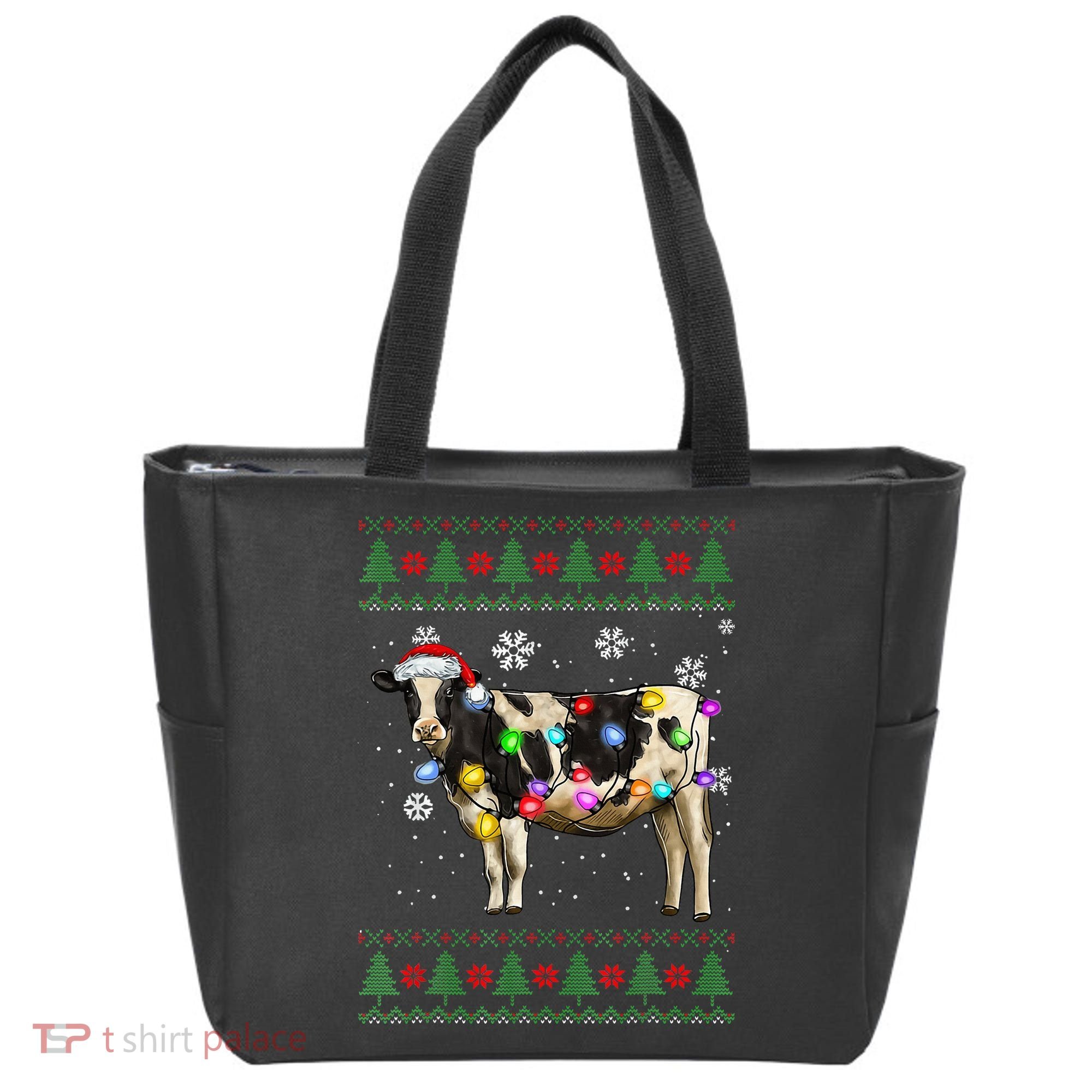 Ugly Christmas Sweater Cow Christmas Lights Sweater Light Up Tote Bag