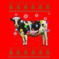 Ugly Christmas Sweater Cow Christmas Lights Sweater Light Up Santa Hat thumb 1