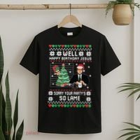 Ugly Christmas Sweater The Office Happy Birthday Jesus Sorry Your Party T-Shirt thumb 2