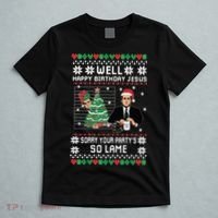 Ugly Christmas Sweater The Office Happy Birthday Jesus Sorry Your Party T-Shirt thumb 5