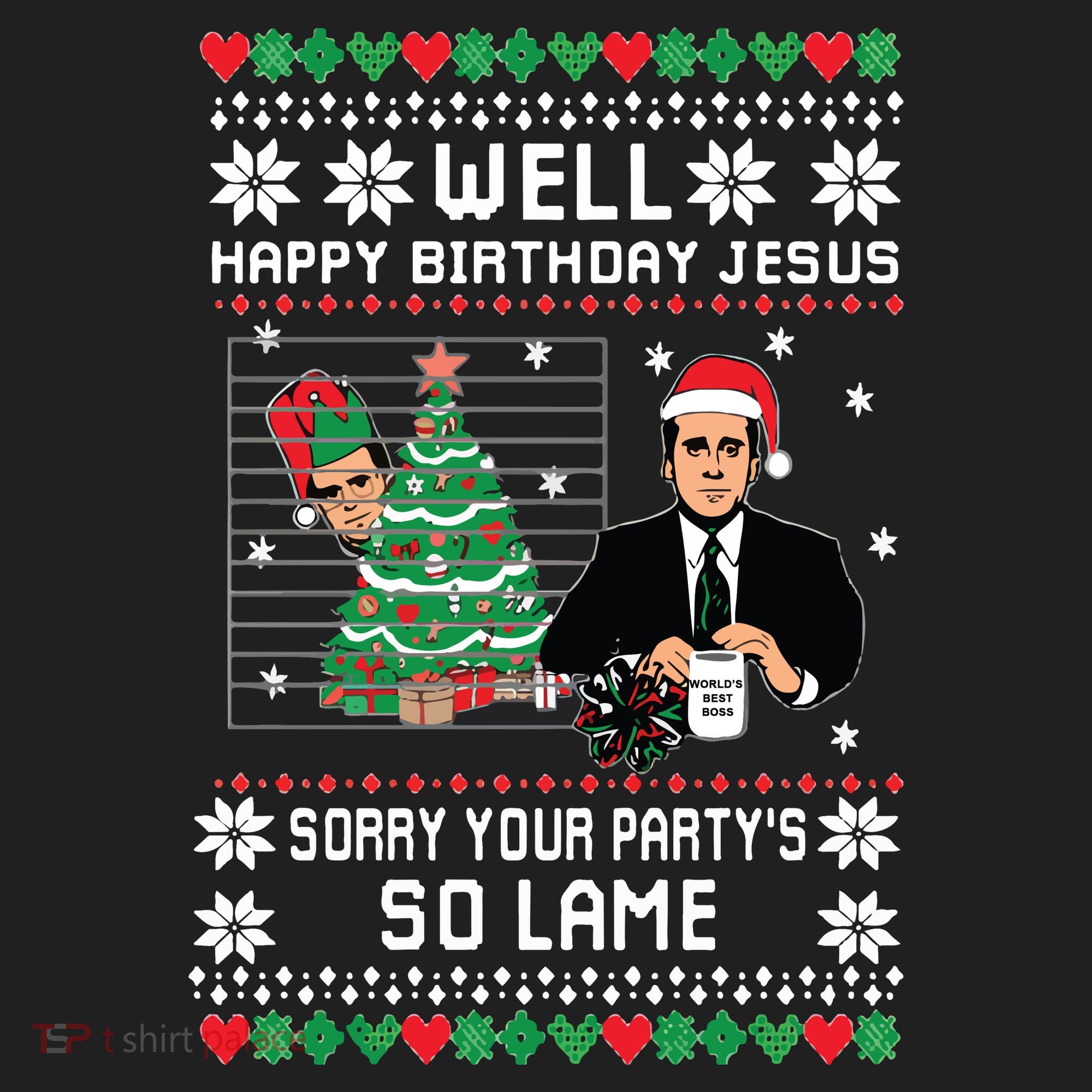 Ugly Christmas Sweater The Office Happy Birthday Jesus Sorry Your Party Beanie