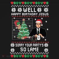 Ugly Christmas Sweater The Office Happy Birthday Jesus Sorry Your Party Women's Tank Top thumb 5