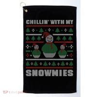 Ugly Christmas Sweater Alternative Chillin With My Snowmies Meaningful Gift Golf Towel thumb 0