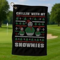Ugly Christmas Sweater Alternative Chillin With My Snowmies Meaningful Gift Golf Towel thumb 1