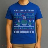 Ugly Christmas Sweater Alternative Chillin With My Snowmies Meaningful Gift T-Shirt thumb 3