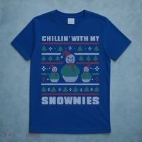 Ugly Christmas Sweater Alternative Chillin With My Snowmies Meaningful Gift T-Shirt thumb 5