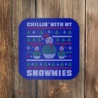 Ugly Christmas Sweater Alternative Chillin With My Snowmies Meaningful Gift Coaster thumb 0
