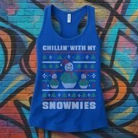 Ugly Christmas Sweater Alternative Chillin With My Snowmies Meaningful Gift Women's Tank Top thumb 3