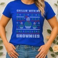 Ugly Christmas Sweater Alternative Chillin With My Snowmies Meaningful Gift Women's T-Shirt thumb 2