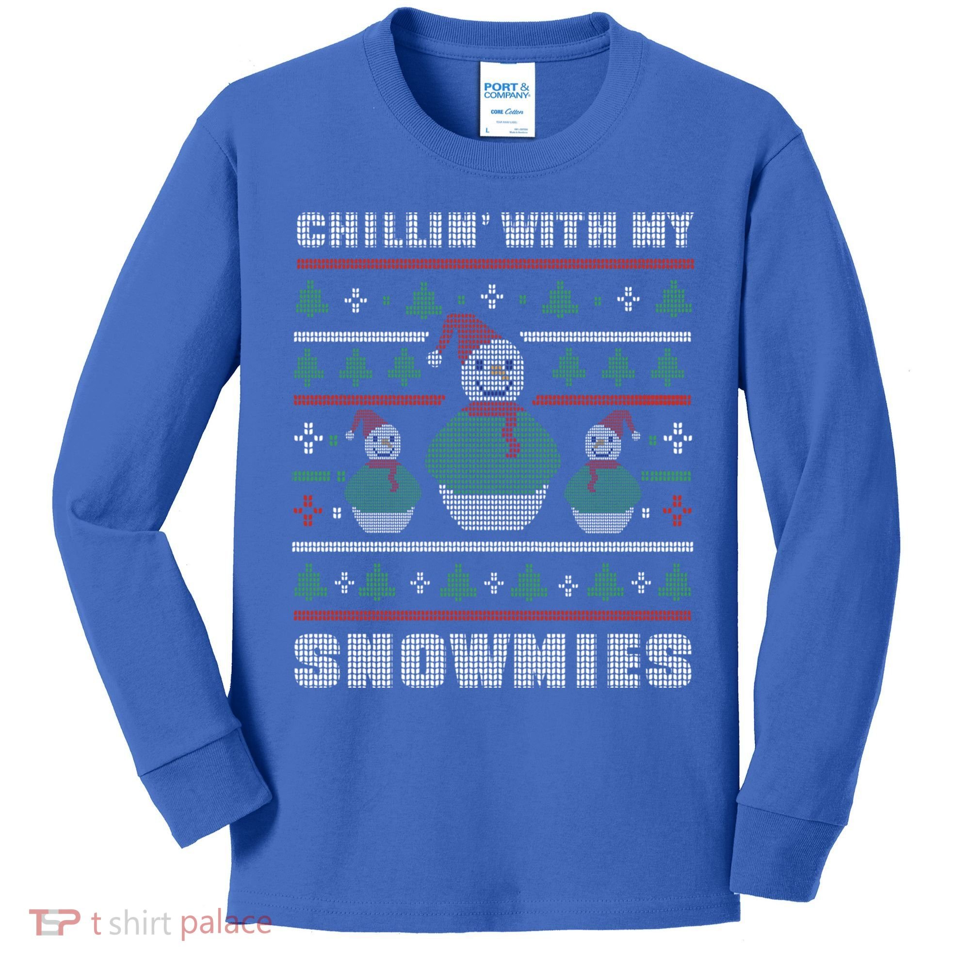 Ugly Christmas Sweater Alternative Chillin With My Snowmies Meaningful Gift Kids Long Sleeve Shirt