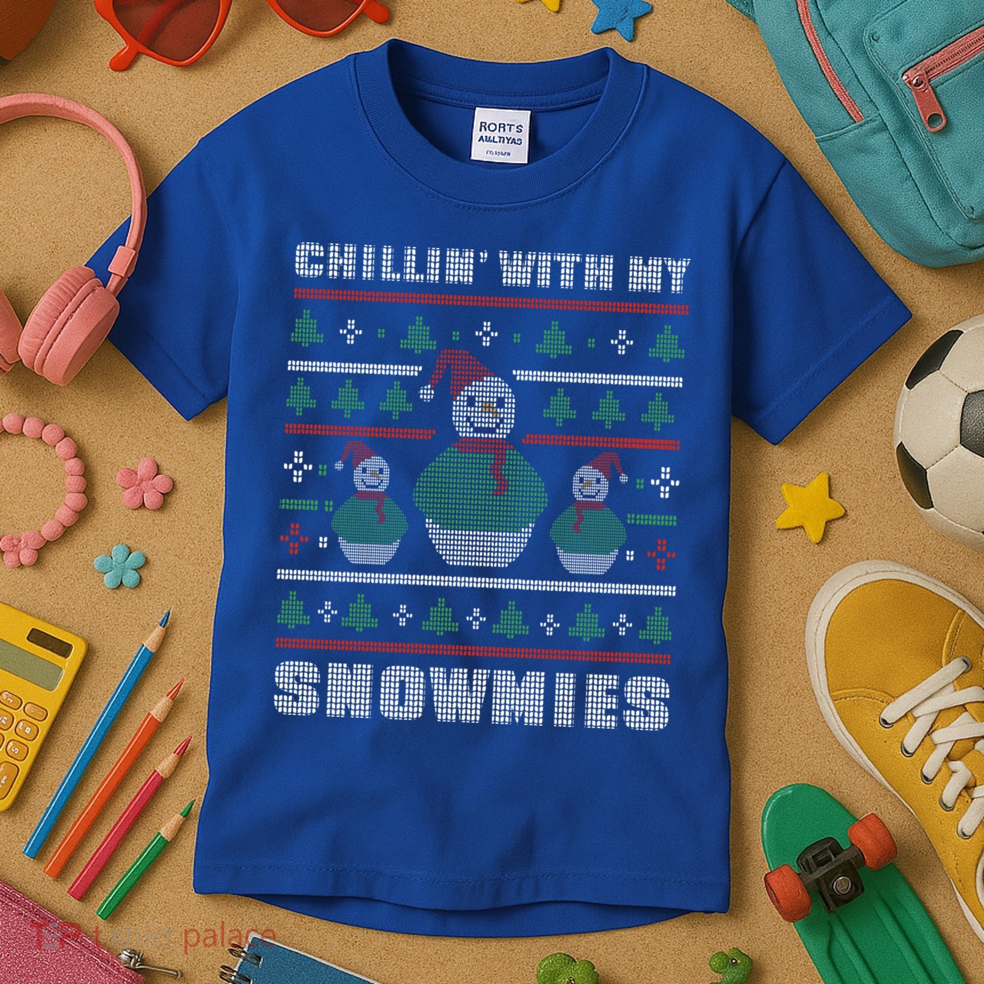 Ugly Christmas Sweater Alternative Chillin With My Snowmies Meaningful Gift Kids T-Shirt