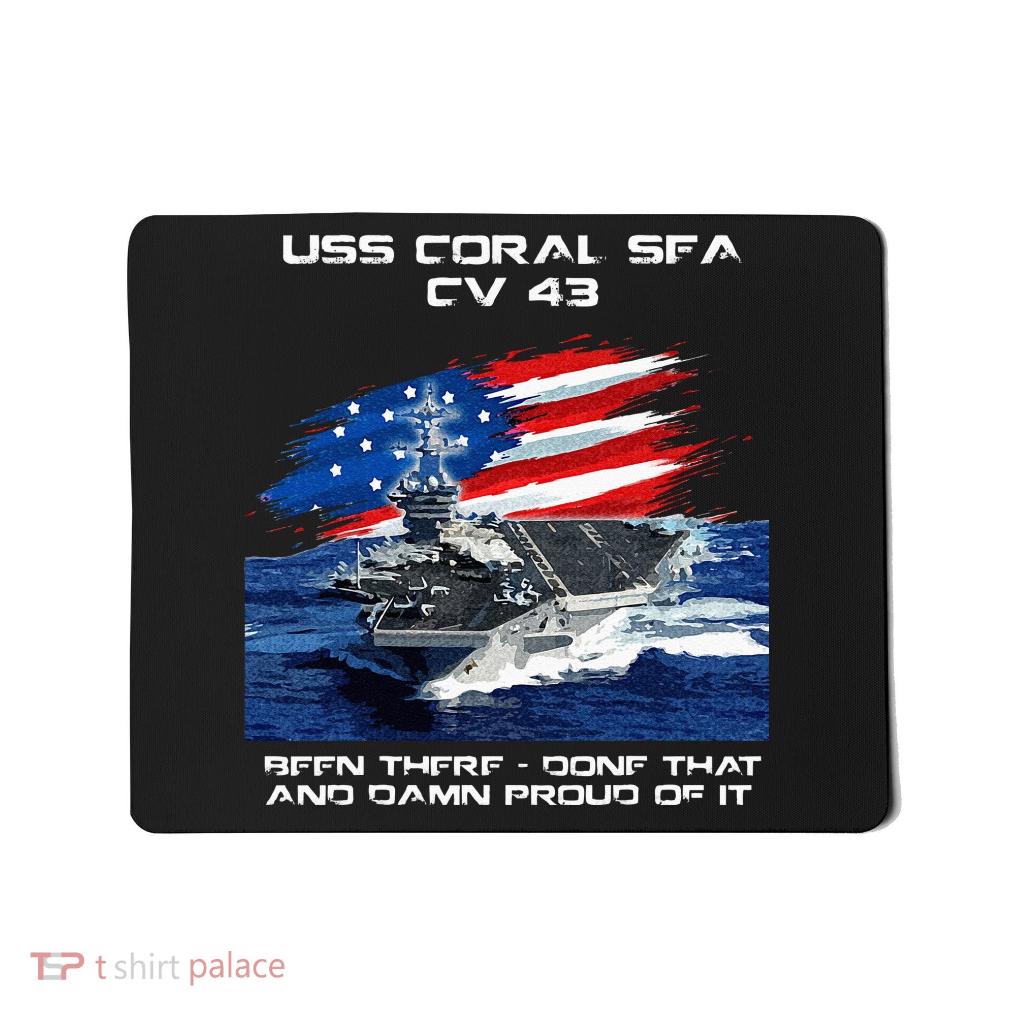 USS Coral Sea CV 43 Aircraft Carrier Veteran USA Flag Xmas Mousepad