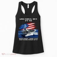 USS Coral Sea CV 43 Aircraft Carrier Veteran USA Flag Xmas Women's Tank Top thumb 0