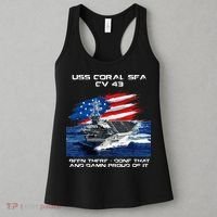 USS Coral Sea CV 43 Aircraft Carrier Veteran USA Flag Xmas Women's Tank Top thumb 3