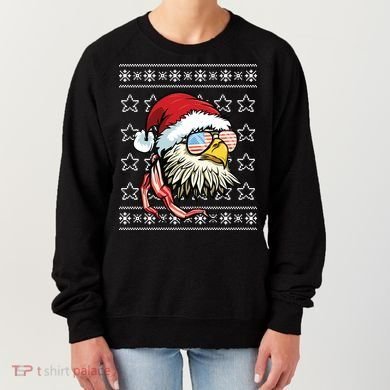 Ugly Christmas Sweater Usa Flag Bald Eagle Christmas Gift Women's Sweatshirt